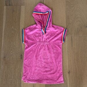 Hanna Andersson Pink Hooded Towel Dress with Rainbow Edging Swimsuit Coverup